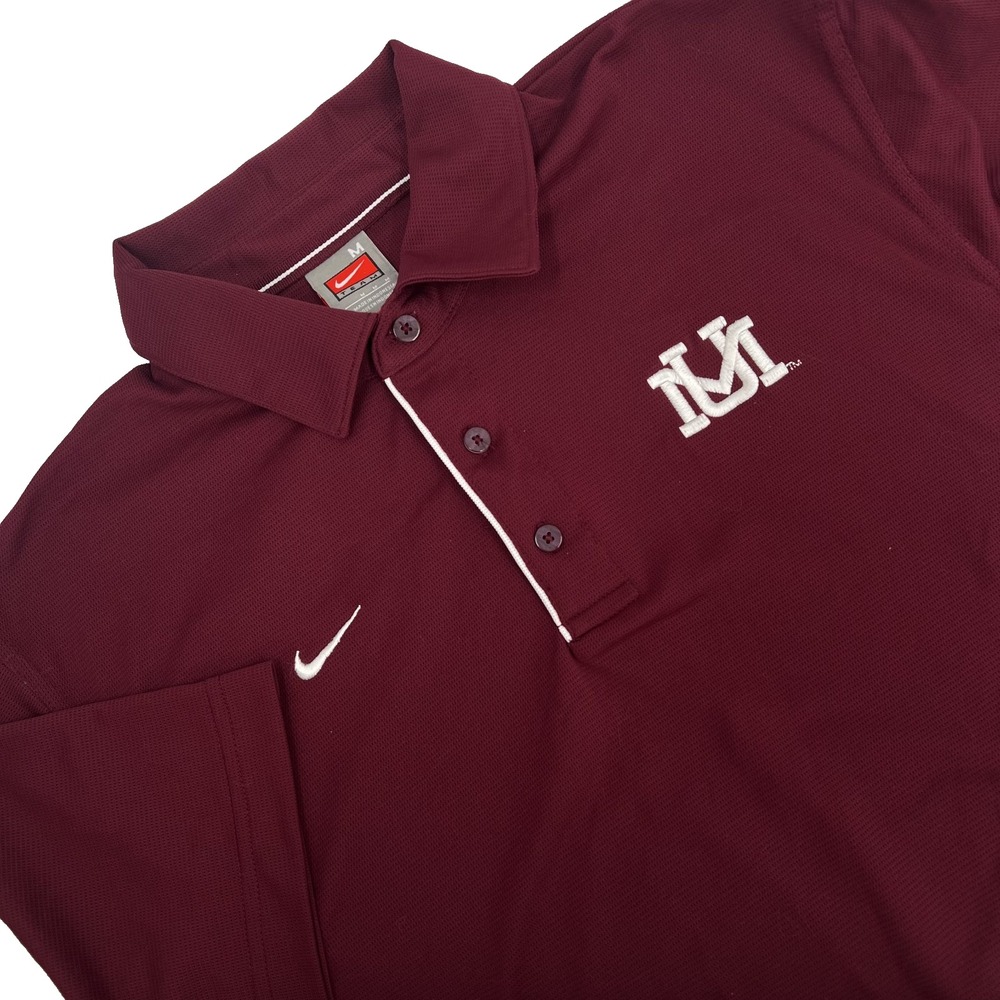 NIKE FitDry Team Men's M Burgundy UNIVERSITY OF MONTANA GRIZZLIES Polo Shirt Y2K